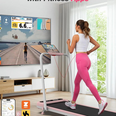 Foldable Walking Treadmill with Incline, 350 LBS Capacity, Under Desk Treadmill with Handle Bar, Portable Home Treadmill with Wide Belt, LED Display, App & Remote Control