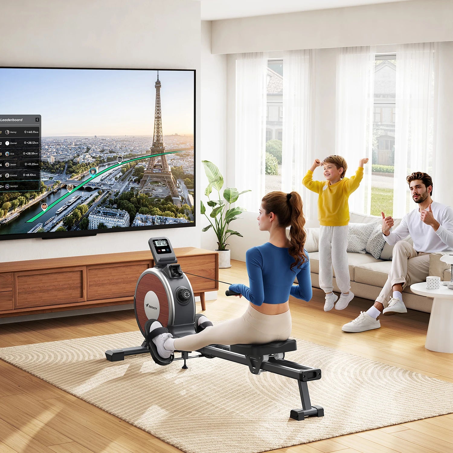 MagneticRower Cardio Rower Flywheel Rowing Machine with LCD Display