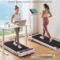 Foldable Walking Treadmill with Incline, 350 LBS Capacity, Under Desk Treadmill with Handle Bar, Portable Home Treadmill with Wide Belt, LED Display, App & Remote Control