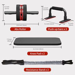 Ab Roller Wheel Kit with Knee Pads & Resistance Bands | 600 LBS | Core Trainer