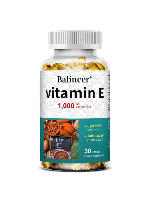 Vitamin E Capsules 1000 IU | Antioxidant Support for Skin, Heart, Brain & Immune System | Non-GMO