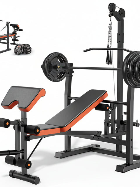 9-in-1 Olympic Weight Bench Set | LAT Pulldown, Leg Extension & 900 lbs Capacity