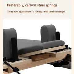 Foldable Pilates Reformer – Oak Wood & PU Leather, 228cm, SGS/CE/ISO Certified, Home & Studio Core Bed
