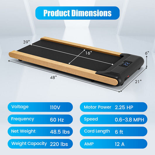 Ultra-Slim Walking Pad Treadmill – 2.25HP Under-Desk Treadmill with App Control