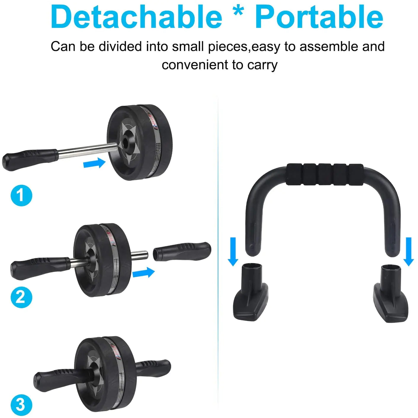 6-in-1 Multi Functional Ab Wheel Roller Kit with Resistance Bands & Push-Up Bars