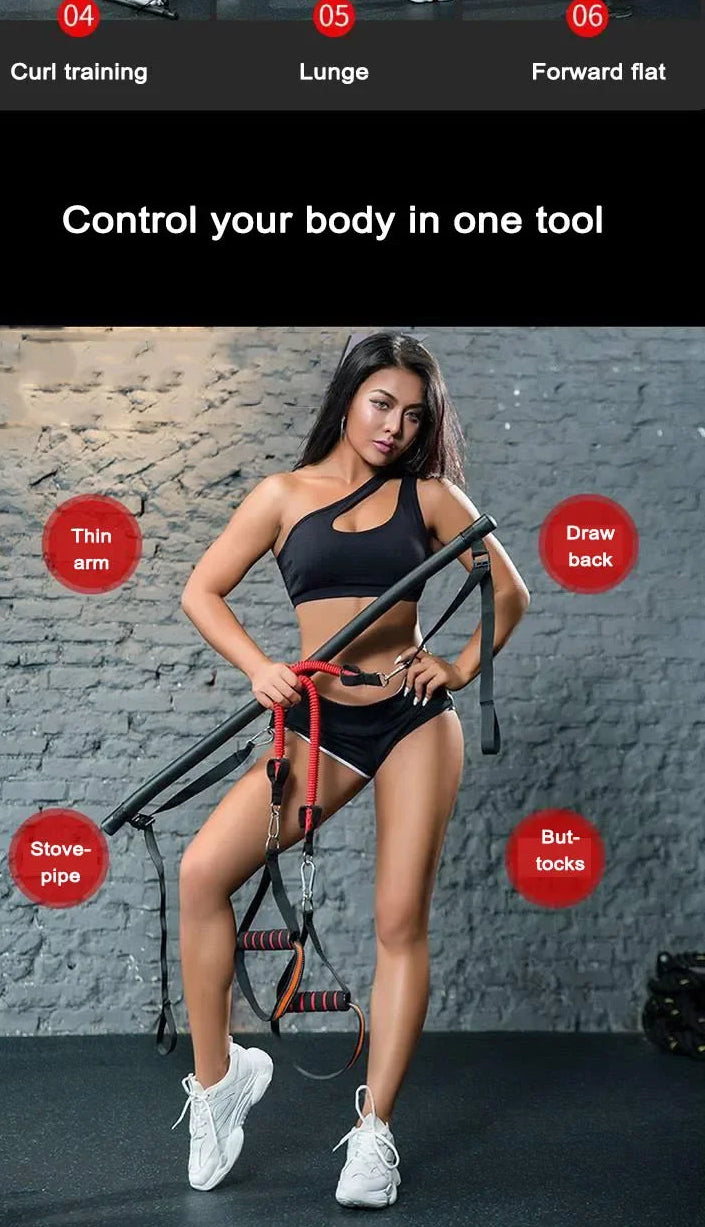 Resistance Band Pilates Bar Set – Full Body Strength & Yoga Fitness Trainer