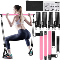 Resistance Bands Set with Fitness Bar – Home Gym Pull Rope for Yoga, Strength & Chest Training