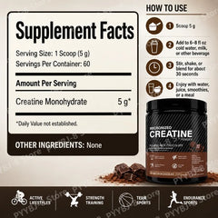 Creatine Monohydrate Powder – Chocolate Flavor, 300g | Muscle Recovery & Performance Supplement