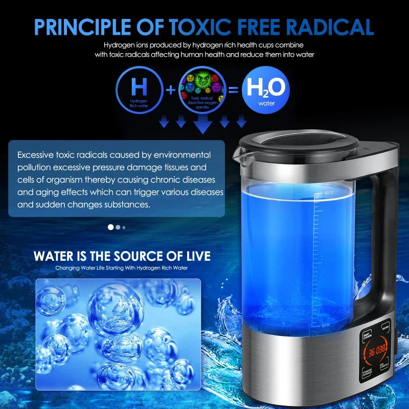 2L Hydrogen Rich Water Kettle | Electric Ionizer & Generator for Home Use (100–240V)
