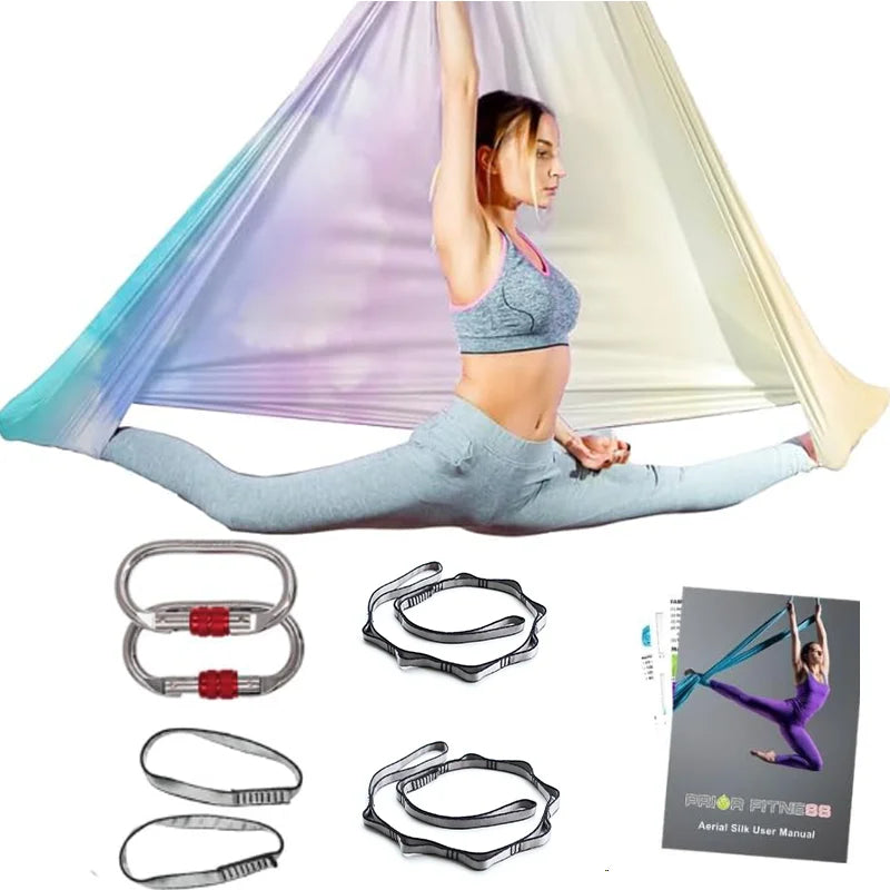 Aerial Yoga Hammock Silk Set – 4m x 2.8m, 1000kg Capacity, 40D Nylon with Carabiners & Daisy Chain, 28 Colors