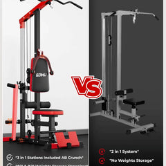 Lat Pulldown Machine – 3-in-1 Cable Machine with AB Crunch, Seated Row & Pulley Tower, 730 lb Capacity Home Gym