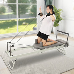 Foldable Pilates Reformer Machine – 264 lb Capacity, 2 Spring Tensions, 4 Foot Bar Positions, Home & Studio Use