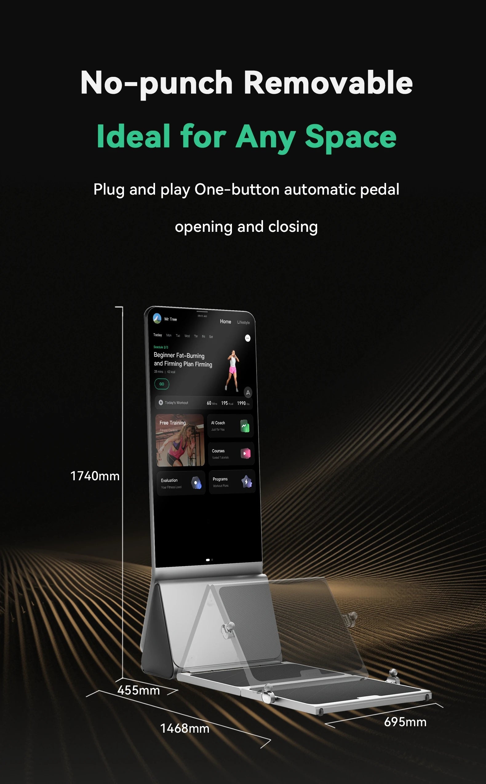 AEKE Integrated Wellness Design Statement 43" Smart Home Gym Fitness Mirror with Touch Screen Wi-Fi Connected Training
