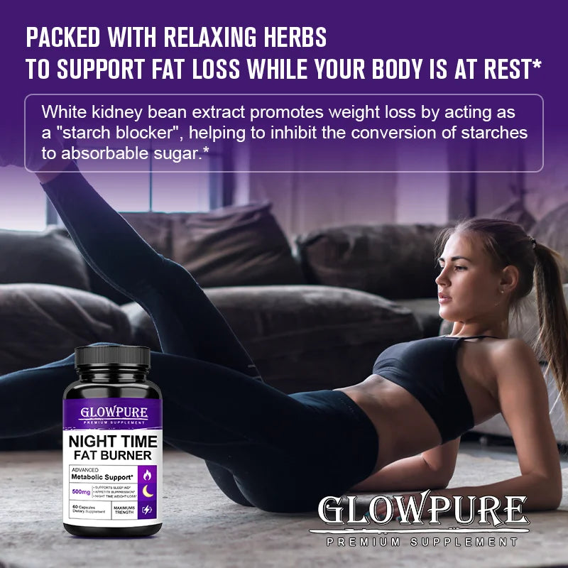 Natural Night Time Fat Burner – Weight Loss Pills for Metabolism, Appetite Suppression & Detox