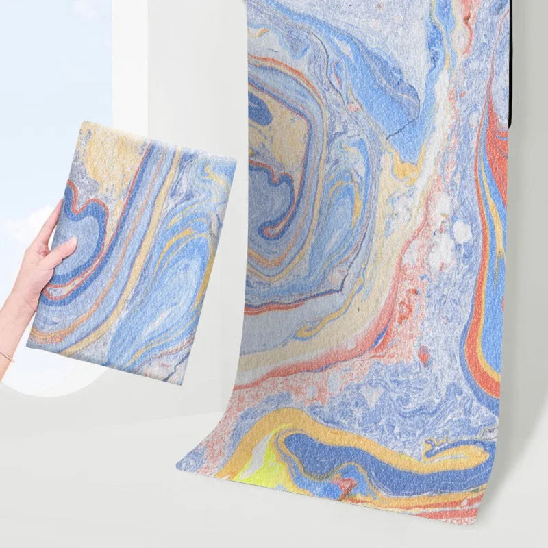 Suede Printed Natural Rubber Yoga Mat | 1.5mm Ultra-Thin, Non-Slip & Foldable for Travel & Studio