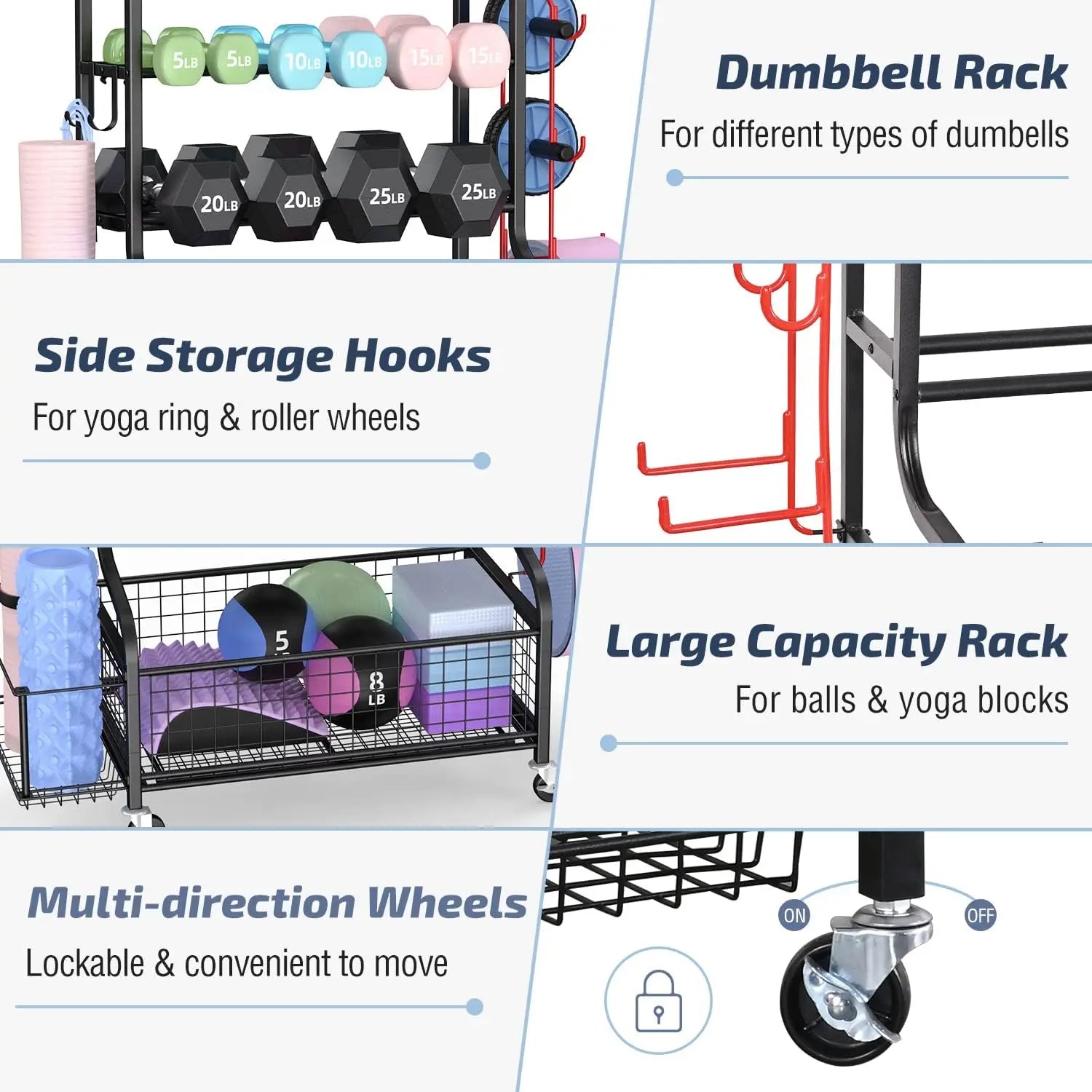 Dumbbell Rack with Wheels – Heavy Duty 3-Tier Home Gym Storage | Cipher Athletics