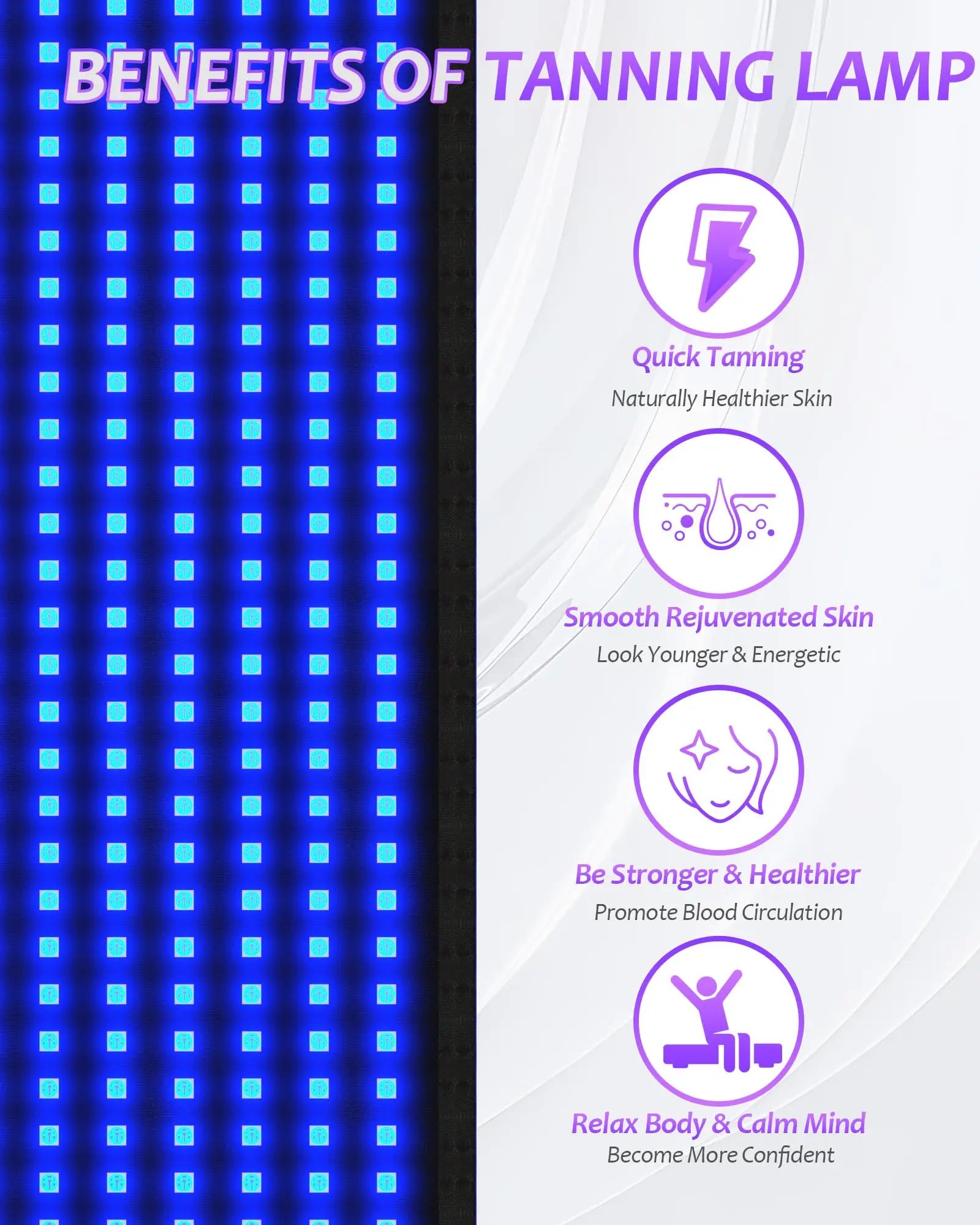 360-LED Dual Wavelength Tanning Lamp Mat | 460+490nm Blue Light Solarium Pad (100×60cm)
