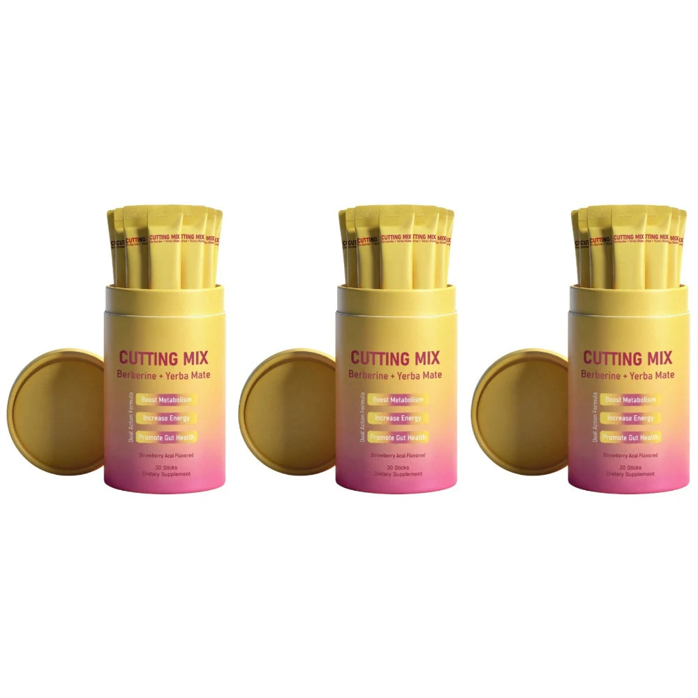 Berberine & Yerba Mate Supplement Powder | Metabolism, Energy & Gut Health Support | Strawberry Acai | 30 Stick Packs