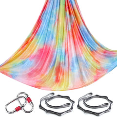 Aerial Yoga Hammock Silk Set – 4m x 2.8m, 1000kg Capacity, 40D Nylon with Carabiners & Daisy Chain, 28 Colors