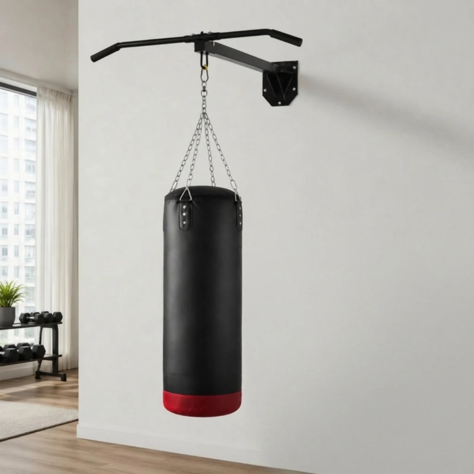 Wall-Mounted Pull-Up Bar with Boxing Bag Hanger – Heavy Duty Home Gym Rack | Cipher Athletics