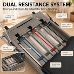 Foldable Pilates Reformer – Steel Frame, Dual Resistance Spring System, 90% Pre-Assembled, Home Gym, Black