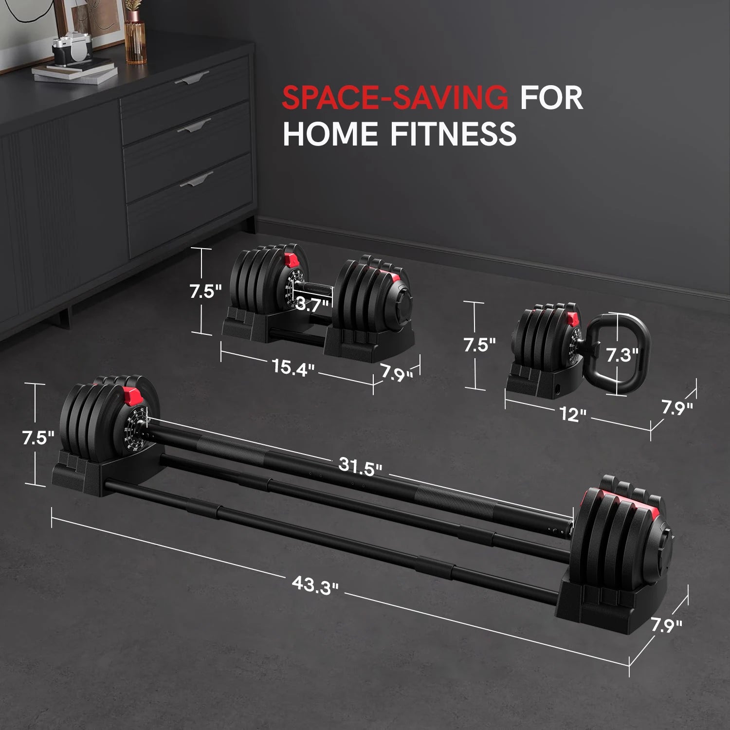 KERDOM 1-Sec Fast Adjustable Dumbbell 1pc