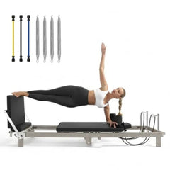 Foldable Pilates Reformer – Steel Frame, Dual Resistance Spring System, 90% Pre-Assembled, Home Gym, Black
