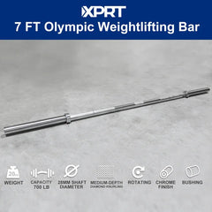 7ft Olympic Barbell Bar – 20kg Chrome Steel, 700 lb Capacity for Powerlifting & Weightlifting
