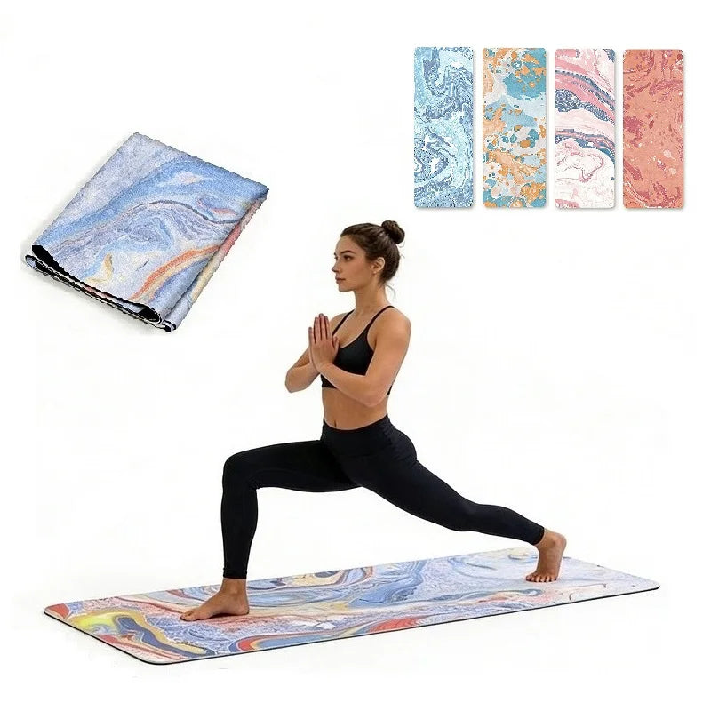 Suede Printed Natural Rubber Yoga Mat | 1.5mm Ultra-Thin, Non-Slip & Foldable for Travel & Studio