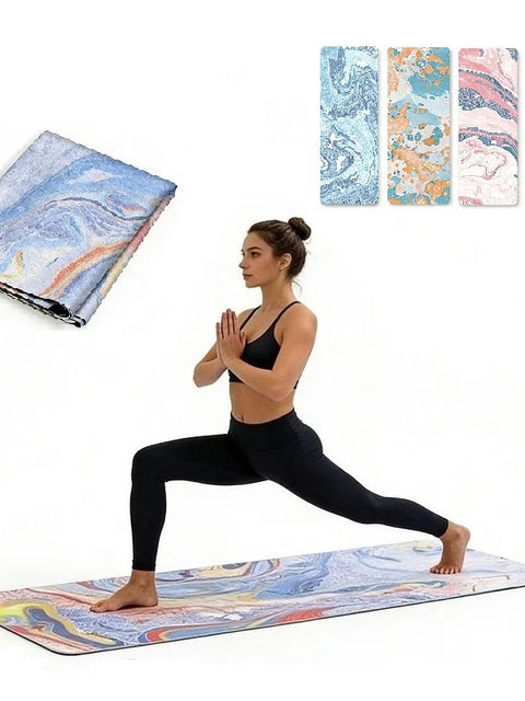 Suede Printed Natural Rubber Yoga Mat | 1.5mm Ultra-Thin, Non-Slip & Foldable for Travel & Studio