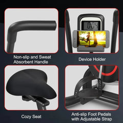 Upright Stationary Bike with Air Resistance – Home Gym Cardio Exercise Bike with LCD & Phone Holder