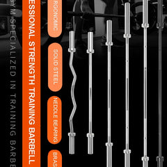 Steel Barbell Bar – 28mm Chrome, 10–20kg, Multiple Lengths for Bench Press, Squats & Weightlifting