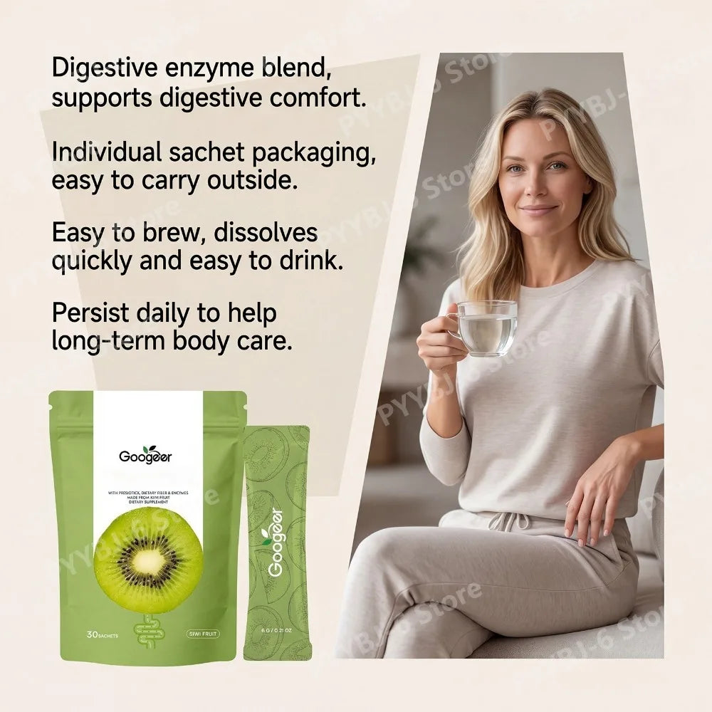 Kiwifruit Powder Sachets with Prebiotics and Enzymes Supports Intestinal Digestion and Bowel Aid, 30 Sachets
