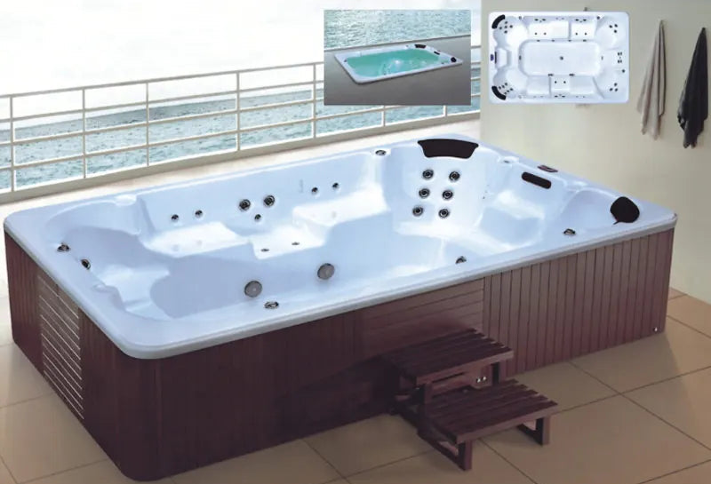 Outdoor Hot Tub Swim Spa – Acrylic Massage Pool with Jets, LED Lights & Ozone System