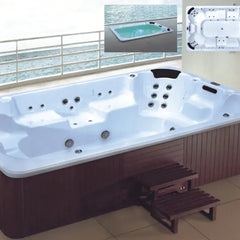 Outdoor Hot Tub Swim Spa – Acrylic Massage Pool with Jets, LED Lights & Ozone System
