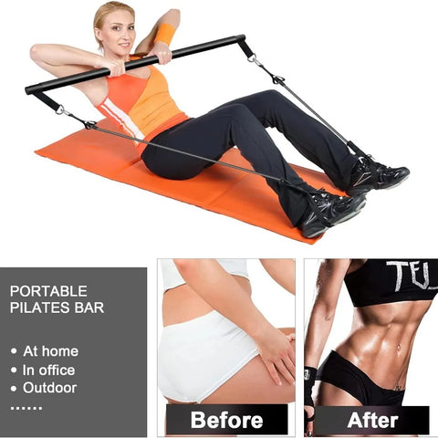 Resistance Bands Set with Fitness Bar – Home Gym Pull Rope for Yoga, Strength & Chest Training