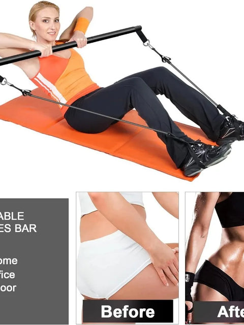 Resistance Bands Set with Fitness Bar – Home Gym Pull Rope for Yoga, Strength & Chest Training