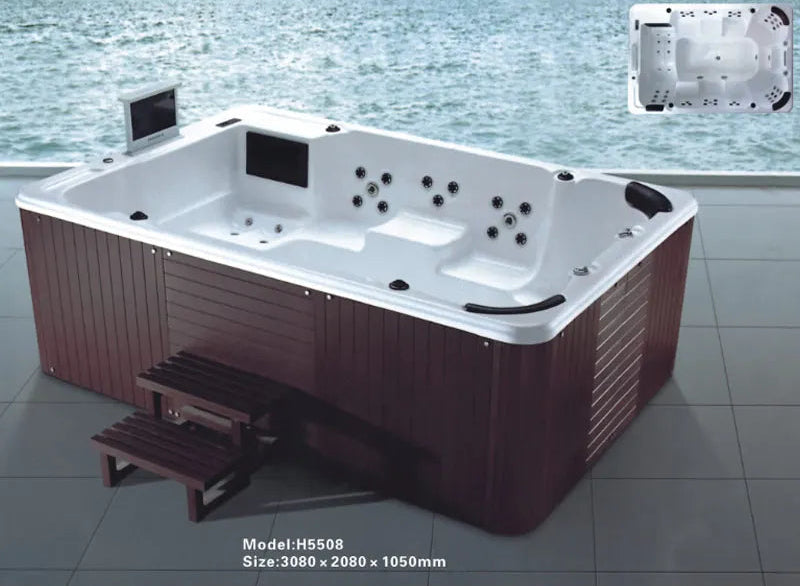Outdoor Hot Tub Swim Spa – Acrylic Massage Pool with Jets, LED Lights & Ozone System
