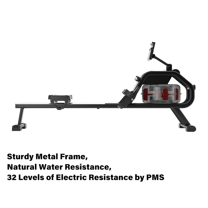 Water & Electric System Rowing Machine LCD Display Metal Home Use Fitness Equipment