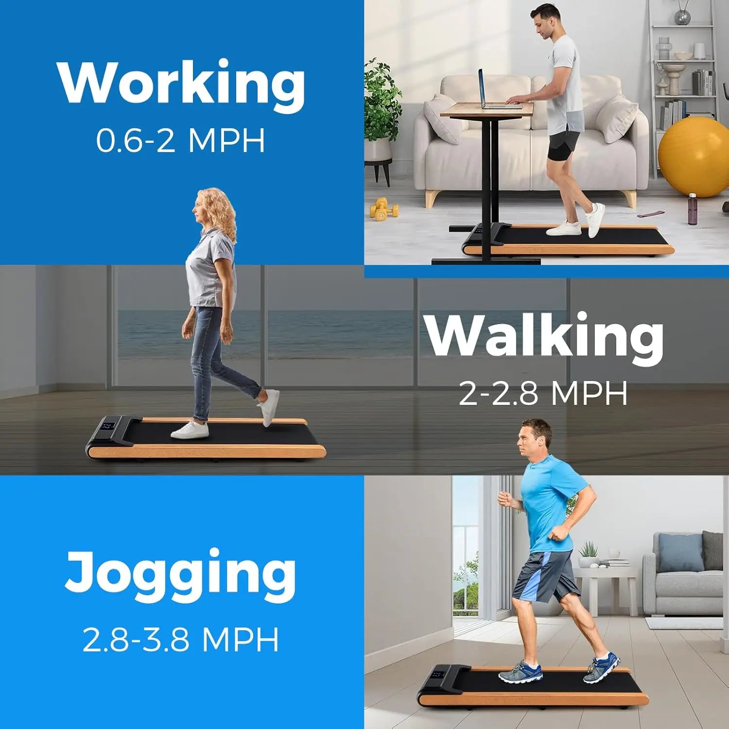 Folding Walking Pad Treadmill with Handles – 2-in-1 Under Desk Treadmill with Vibration Massage for Home & Office