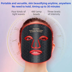 Led Red Light Therapy Facial Mask with Neck 4 Colors Silicone Infrared Red Light Therapy Face Mask for Skin Care Face Anti-aging