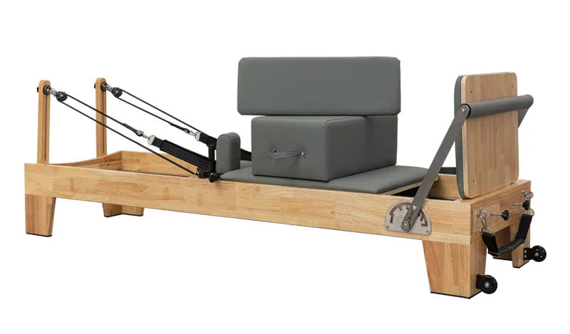 Foldable Pilates Reformer – Oak Wood & PU Leather, 228cm, SGS/CE/ISO Certified, Home & Studio Core Bed