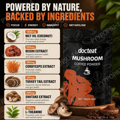 Mushroom Coffee Powder with L-Theanine – Daily Energy, Focus & Metabolism Support (180g)