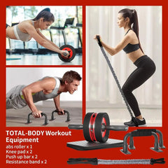 Ab Roller Wheel Kit with Knee Pads & Resistance Bands | 600 LBS | Core Trainer