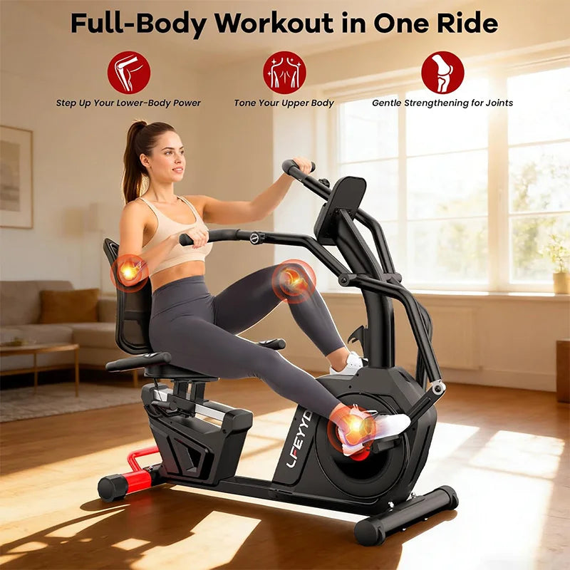 Recumbent Exercise Bike with Arm Exerciser – 16-Level Magnetic Resistance | Cipher Athletics