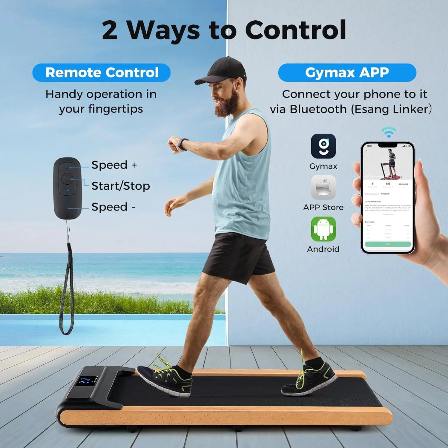 Folding Walking Pad Treadmill with Handles – 2-in-1 Under Desk Treadmill with Vibration Massage for Home & Office