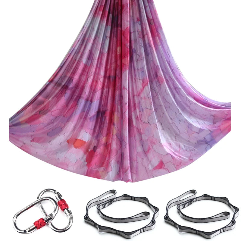 Aerial Yoga Hammock Silk Set – 4m x 2.8m, 1000kg Capacity, 40D Nylon with Carabiners & Daisy Chain, 28 Colors