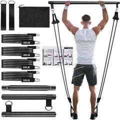 Resistance Bands Set with Fitness Bar – Home Gym Pull Rope for Yoga, Strength & Chest Training
