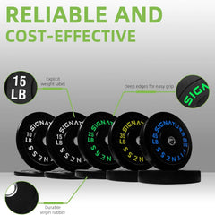 Olympic Rubber Bumper Plates Set with Barbell | Strength & Weightlifting