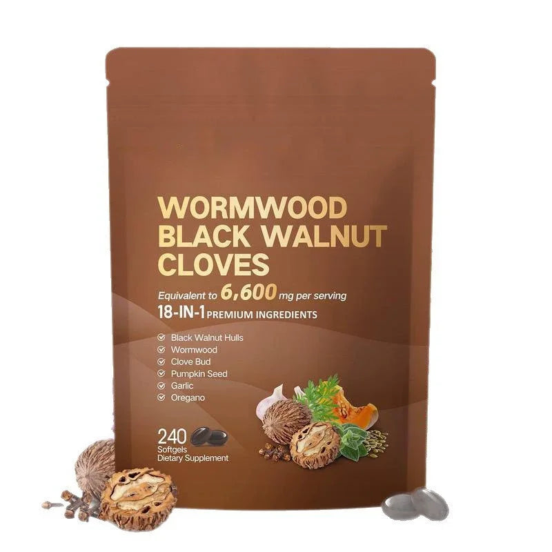Wormwood Black Walnut & Clove Capsules – 6600mg, 18-in-1 Herbal Detox & Gut Cleanse, 240 Softgels
